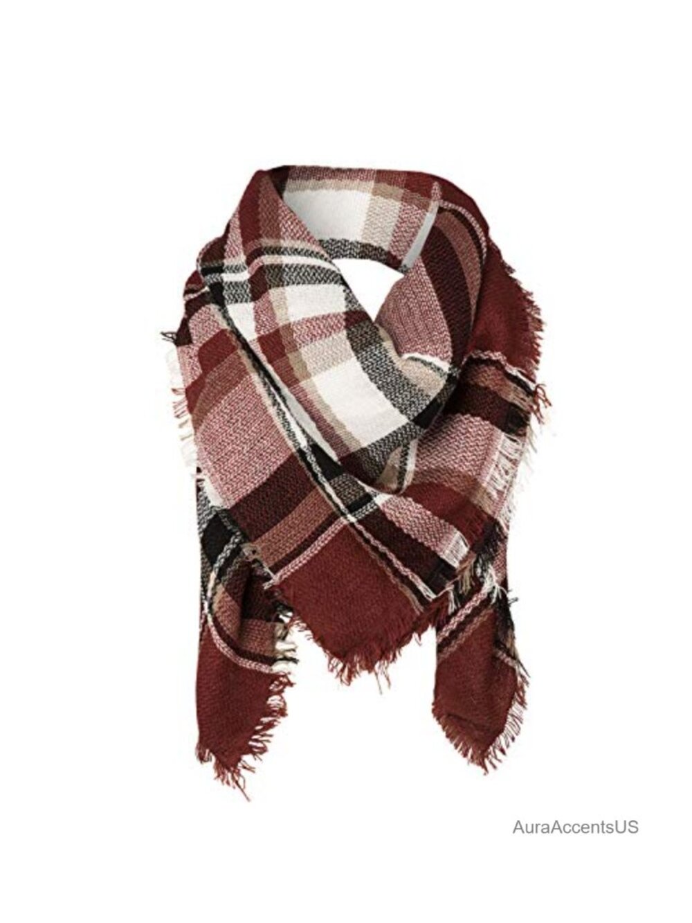Surblue Wool Plaid Shawl Wrap Winter Scarf One Size